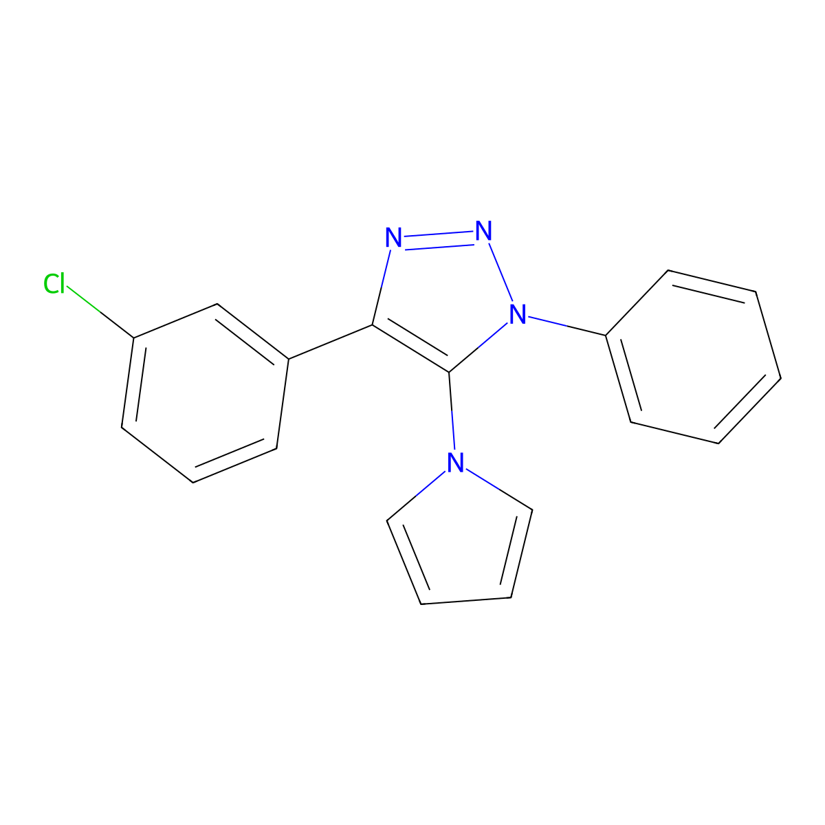 4-(3-chlorophenyl)-1-phenyl-5-(1H-pyrrol-1-yl)-1H-1,2,3-triazole molecular structure, CAS 2415489-64-2