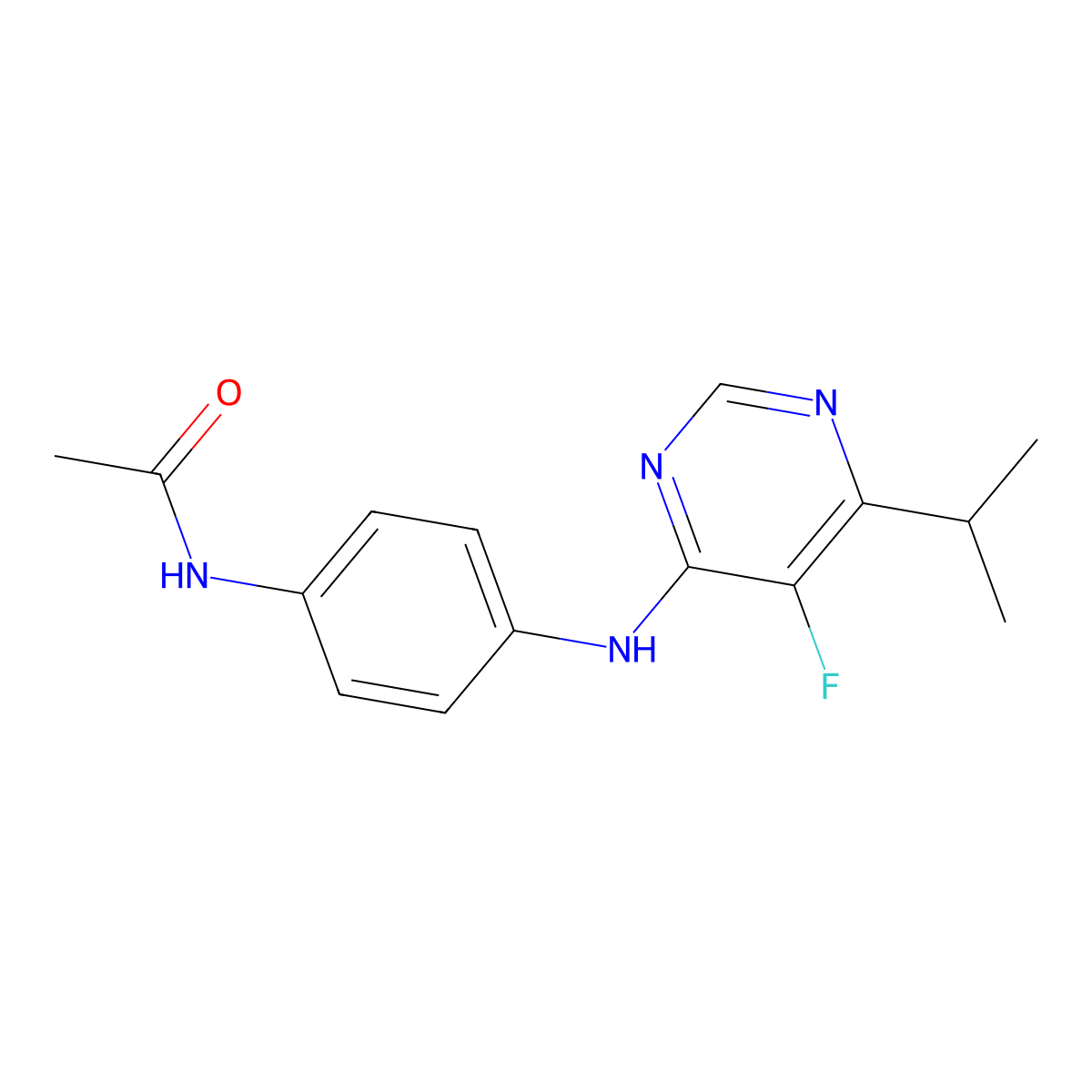 N-(4-{[5-fluoro-6-(propan-2-yl)pyrimidin-4-yl]amino}phenyl)acetamide molecular structure, CAS 2415489-69-7