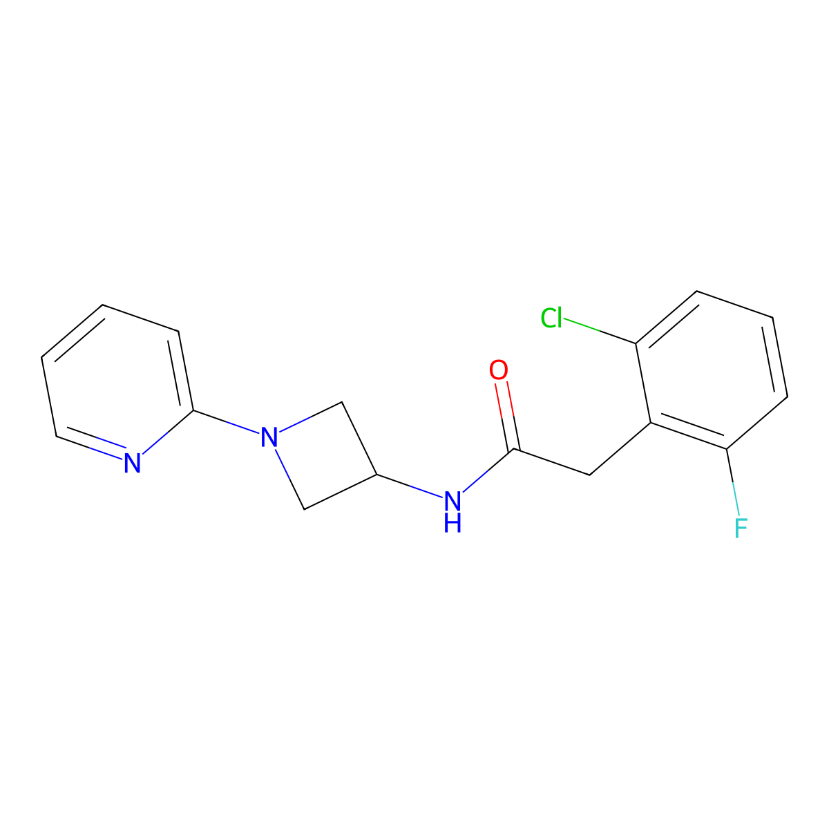 2-(2-chloro-6-fluorophenyl)-N-[1-(pyridin-2-yl)azetidin-3-yl]acetamide molecular structure, CAS 2415489-70-0