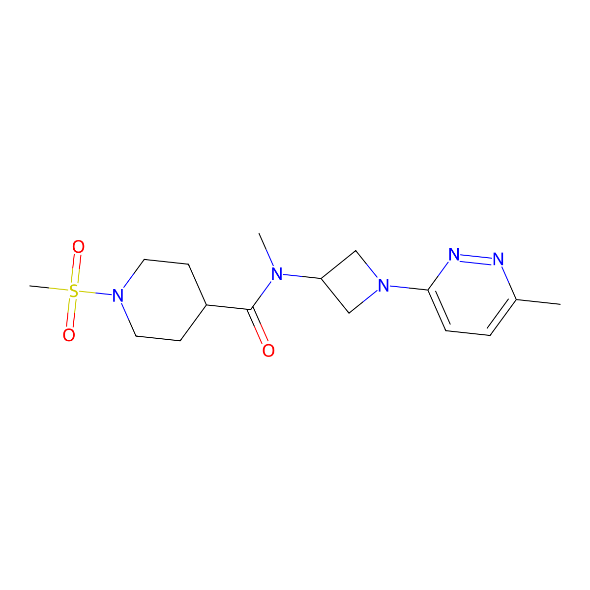 1-methanesulfonyl-N-methyl-N-[1-(6-methylpyridazin-3-yl)azetidin-3-yl]piperidine-4-carboxamide molecular structure, CAS 2415489-75-5
