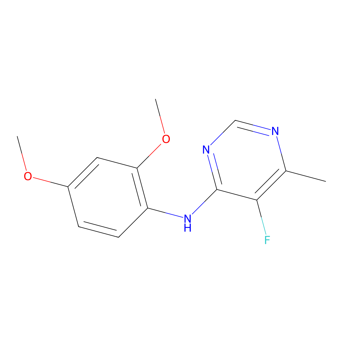 N-(2,4-dimethoxyphenyl)-5-fluoro-6-methylpyrimidin-4-amine molecular structure, CAS 2415489-79-9