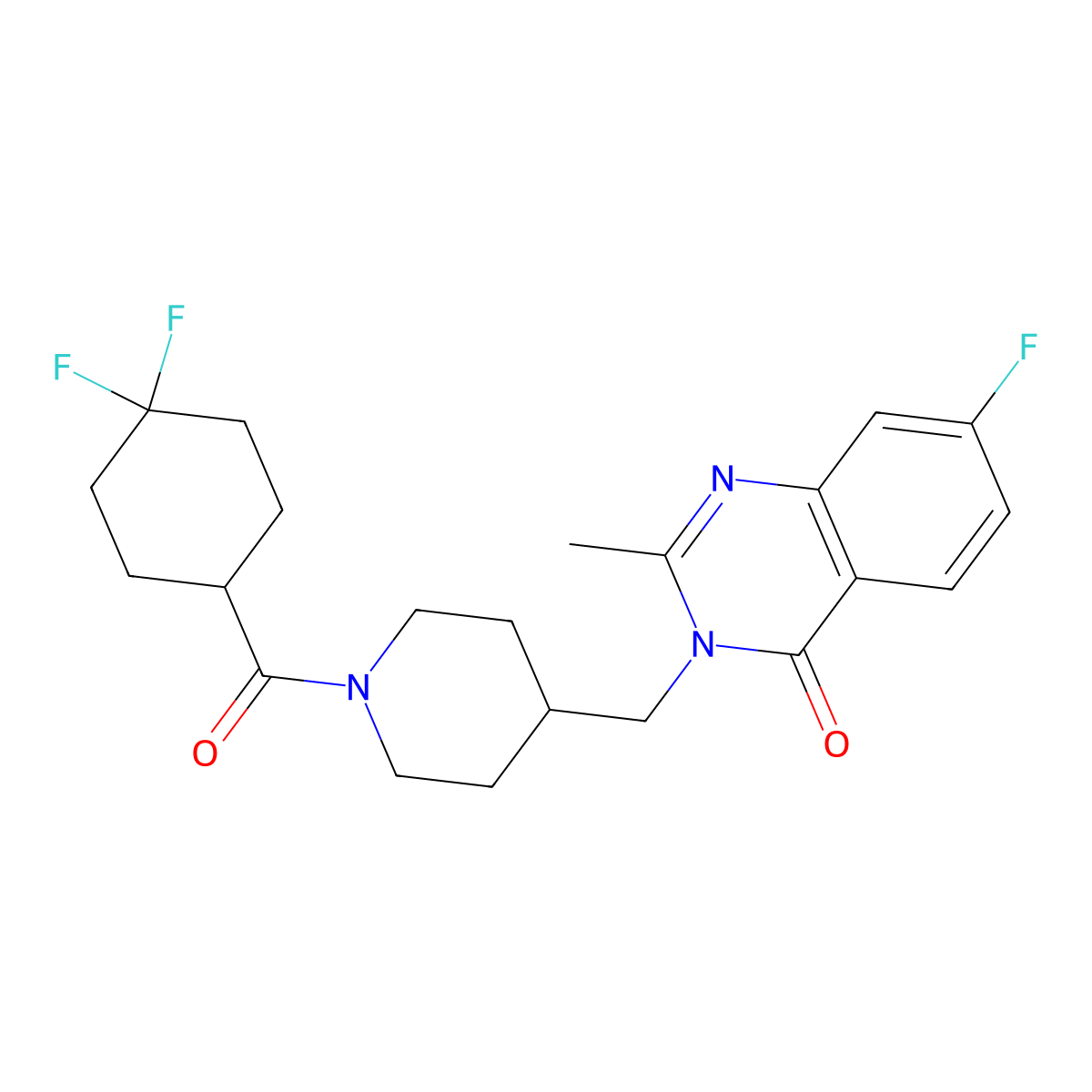 3-{[1-(4,4-Difluorocyclohexanecarbonyl)piperidin-4-yl]methyl}-7-fluoro-2-methyl-3,4-dihydroquinazolin-4-one molecular structure, CAS 2415489-86-8