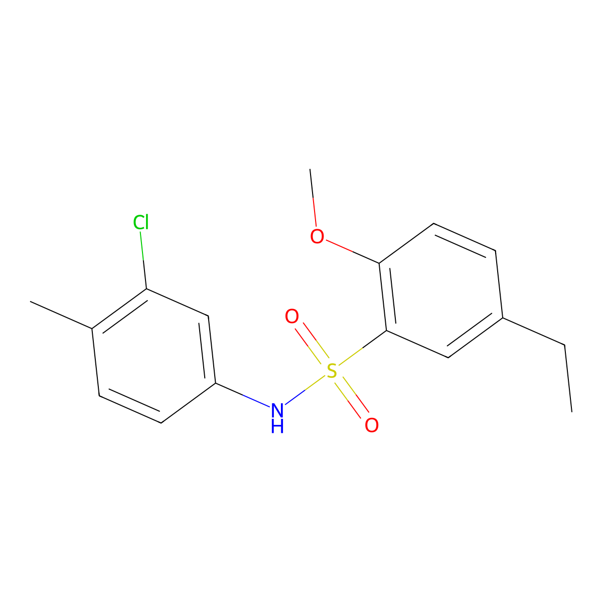 N-(3-chloro-4-methylphenyl)-5-ethyl-2-methoxybenzene-1-sulfonamide molecular structure, CAS 2415489-87-9