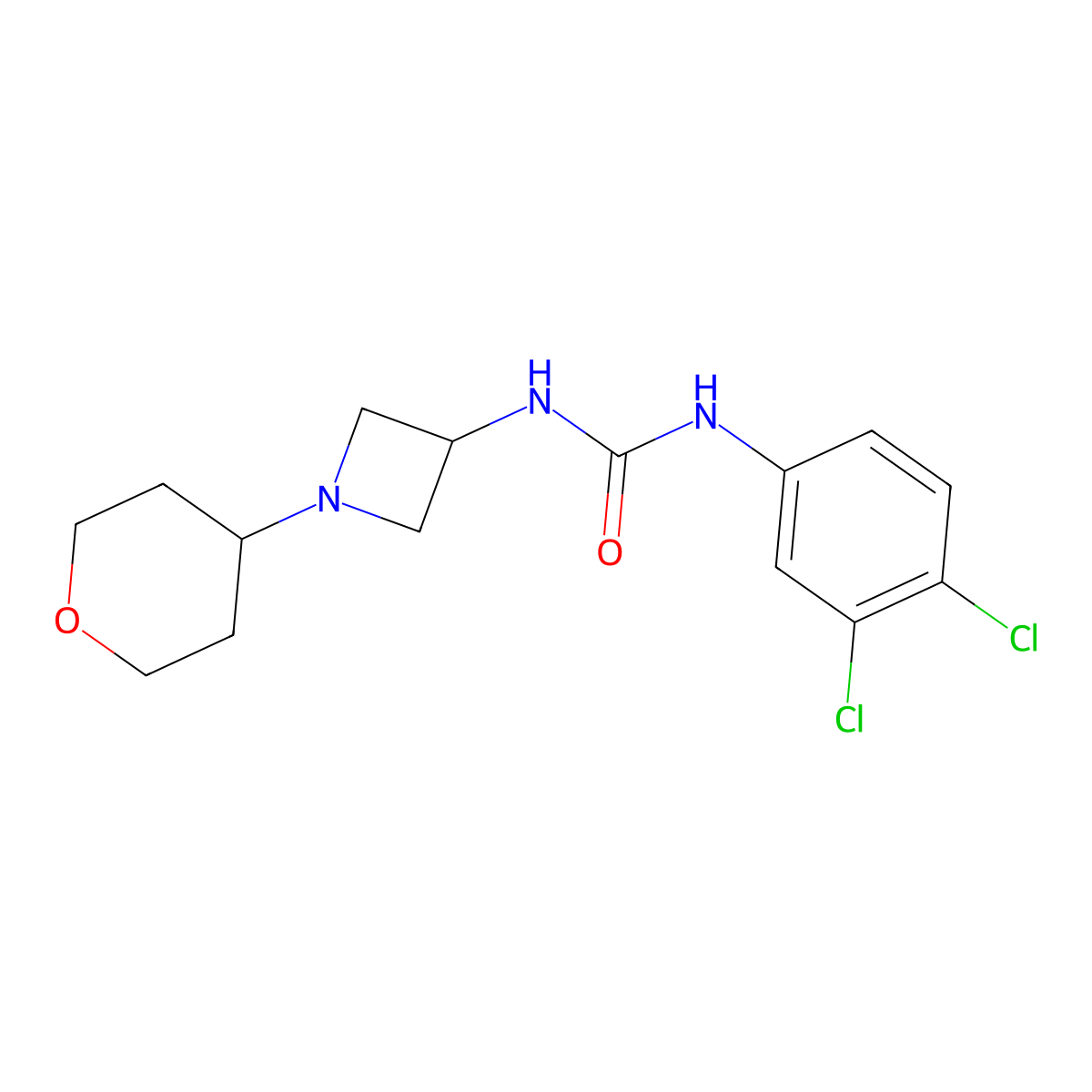 1-(3,4-Dichlorophenyl)-3-[1-(oxan-4-yl)azetidin-3-yl]urea molecular structure, CAS 2415489-88-0