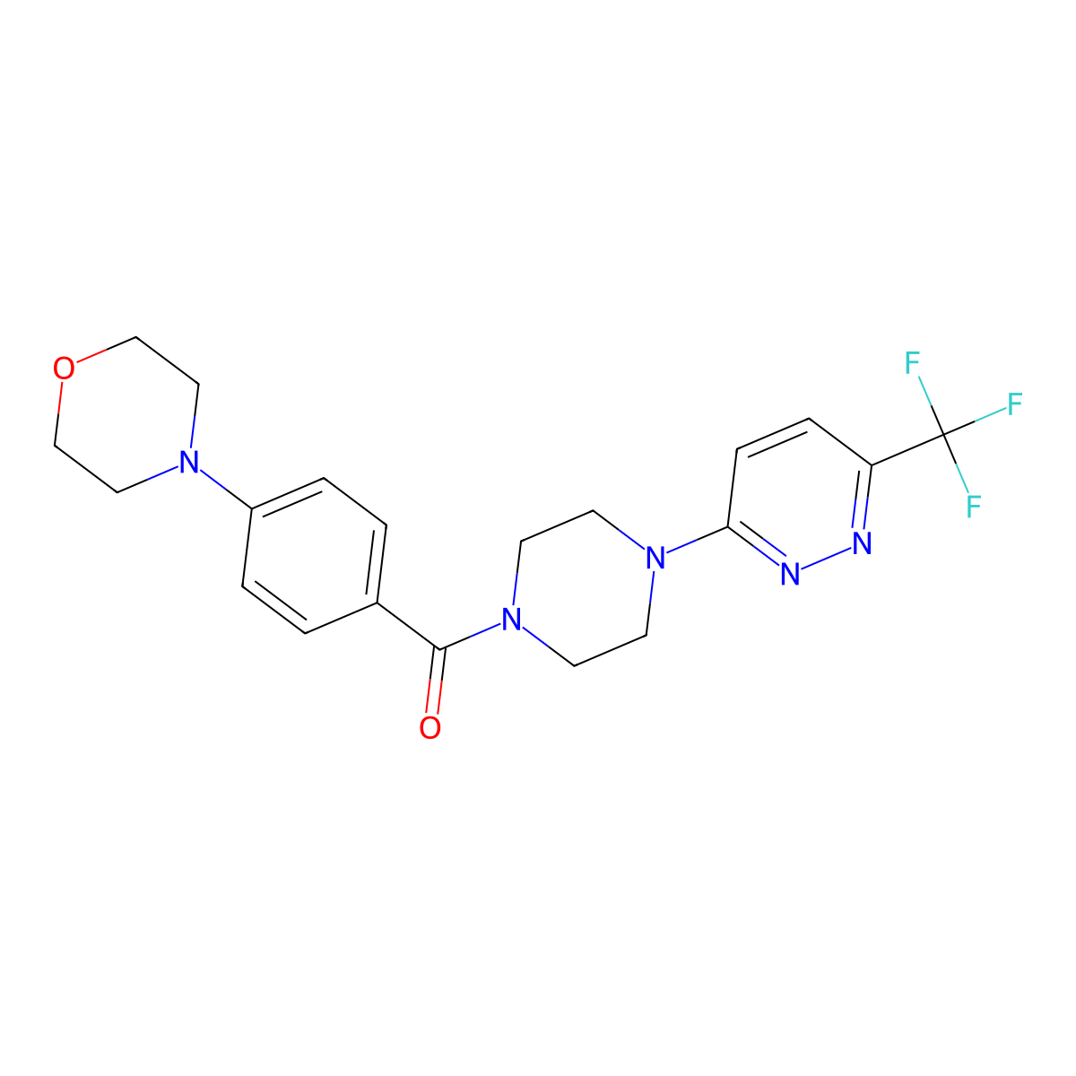 4-(4-{4-[6-(Trifluoromethyl)pyridazin-3-yl]piperazine-1-carbonyl}phenyl)morpholine molecular structure, CAS 2415489-93-7