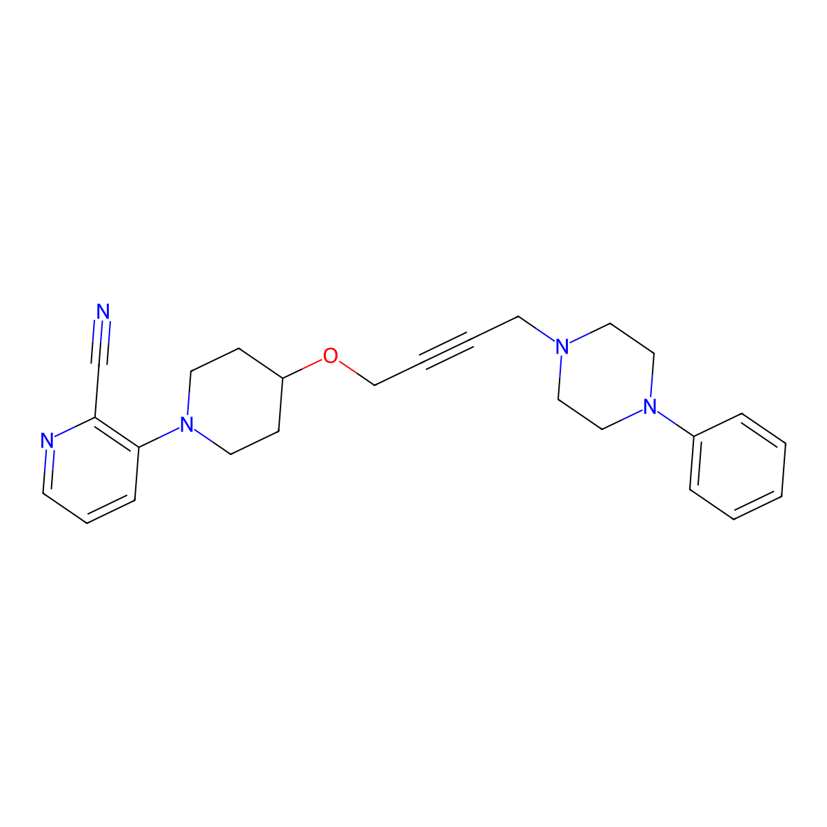 3-(4-{[4-(4-Phenylpiperazin-1-yl)but-2-yn-1-yl]oxy}piperidin-1-yl)pyridine-2-carbonitrile molecular structure, CAS 2415489-96-0