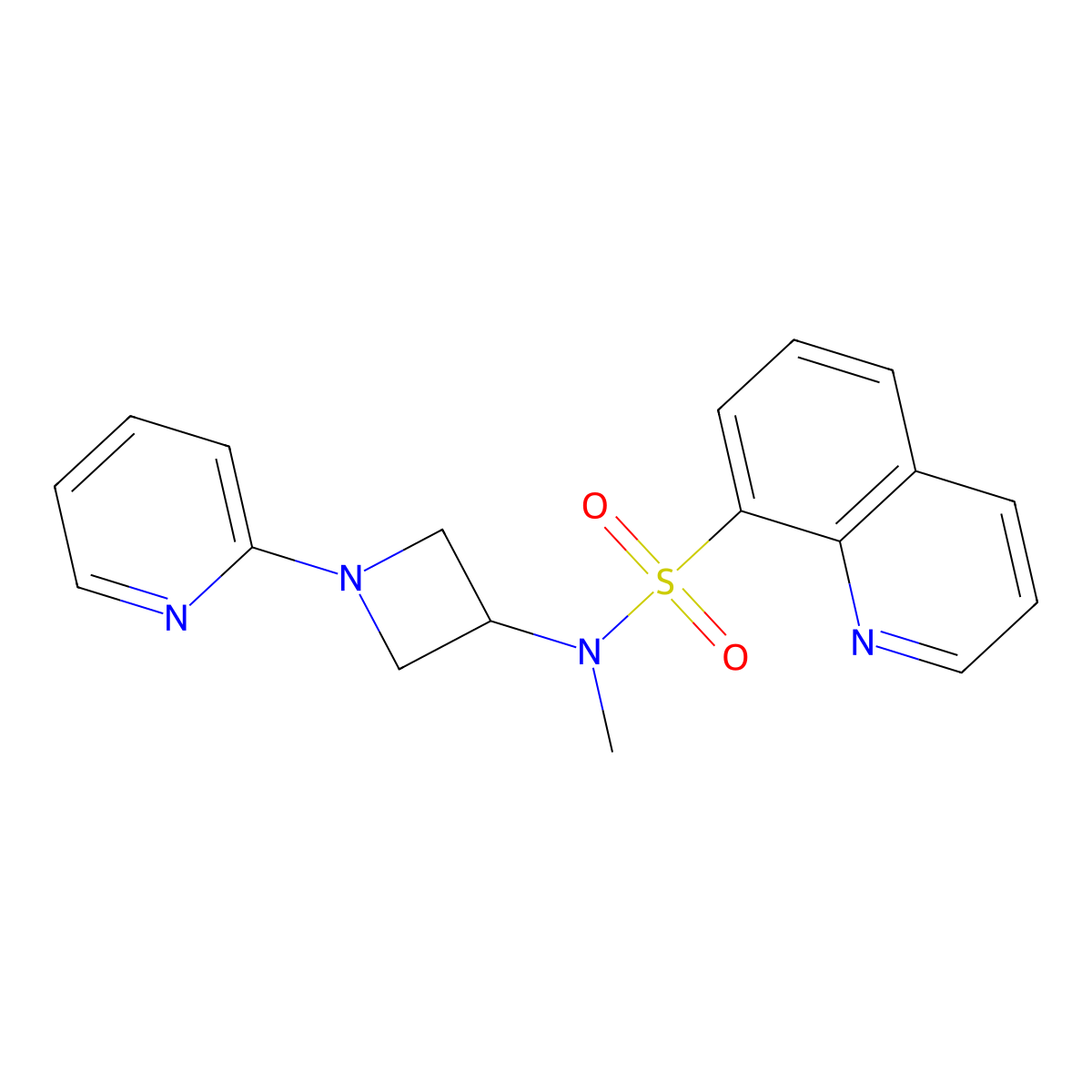 N-methyl-N-[1-(pyridin-2-yl)azetidin-3-yl]quinoline-8-sulfonamide molecular structure, CAS 2415489-97-1