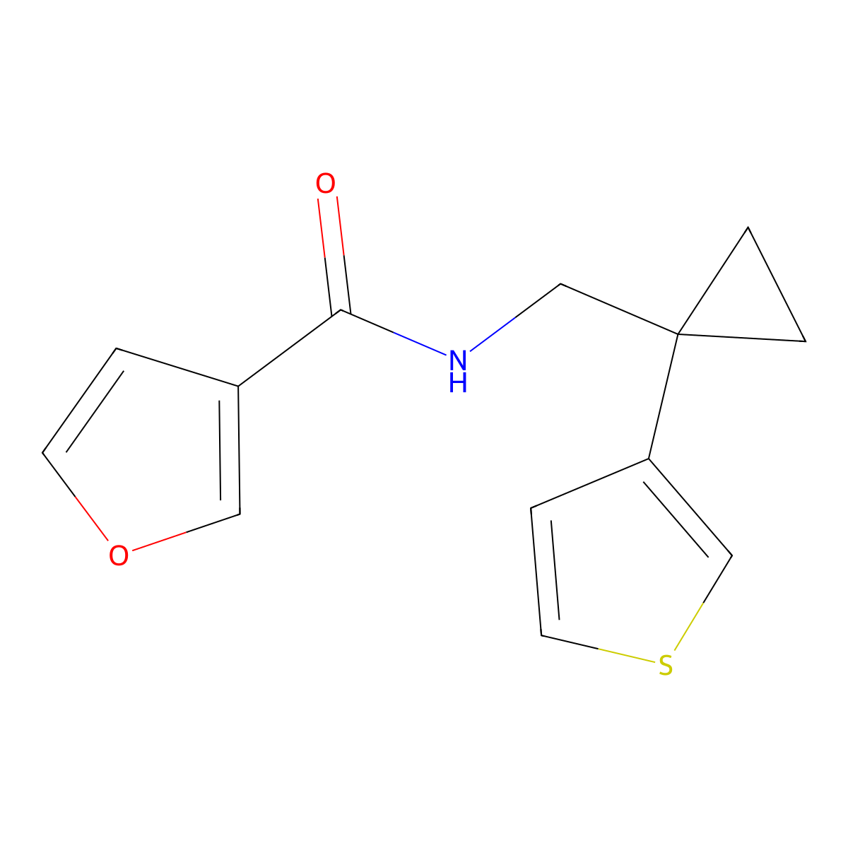 N-{[1-(thiophen-3-yl)cyclopropyl]methyl}furan-3-carboxamide molecular structure, CAS 2415490-06-9