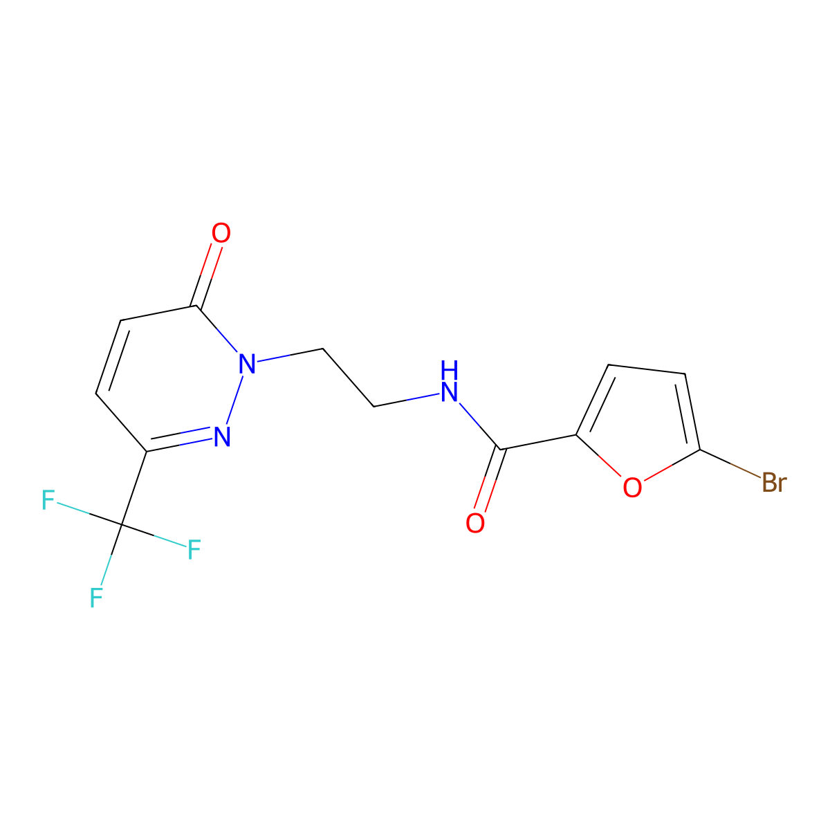 5-Bromo-n-{2-[6-oxo-3-(trifluoromethyl)-1,6-dihydropyridazin-1-yl]ethyl}furan-2-carboxamide molecular structure, CAS 2415490-10-5