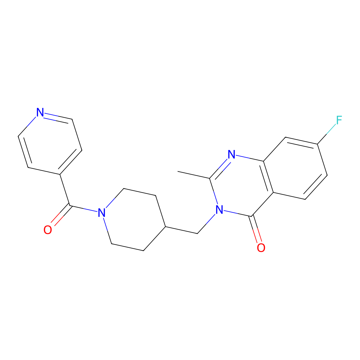 7-Fluoro-2-methyl-3-{[1-(pyridine-4-carbonyl)piperidin-4-yl]methyl}-3,4-dihydroquinazolin-4-one molecular structure, CAS 2415490-19-4