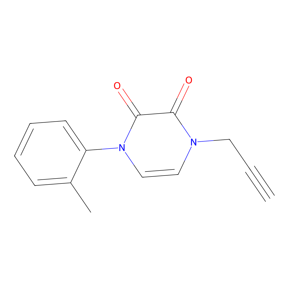 1-(2-Methylphenyl)-4-(prop-2-yn-1-yl)-1,2,3,4-tetrahydropyrazine-2,3-dione molecular structure, CAS 2415490-22-9