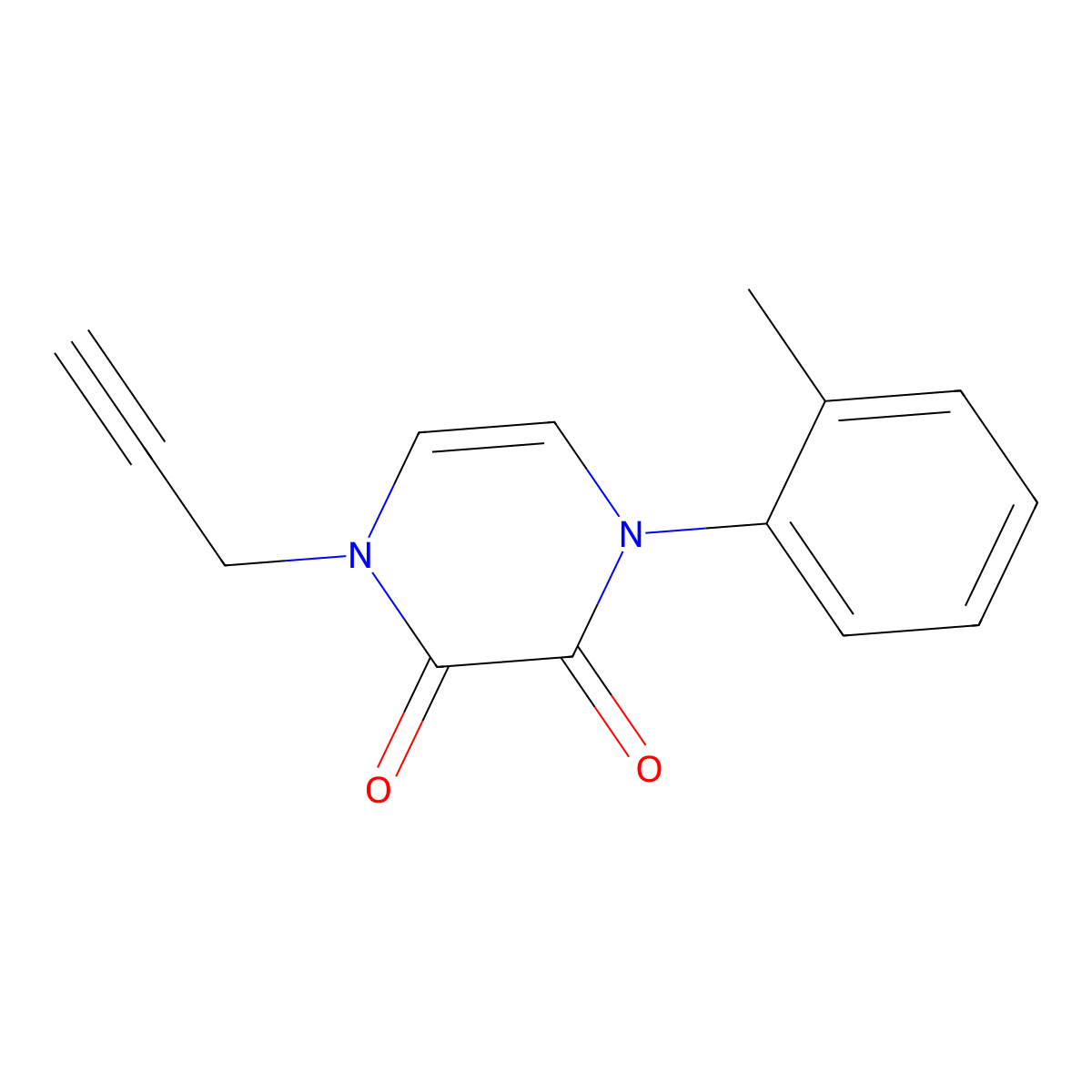 1-(2-Methylphenyl)-4-(prop-2-yn-1-yl)-1,2,3,4-tetrahydropyrazine-2,3-dione molecular structure, CAS 2415490-22-9