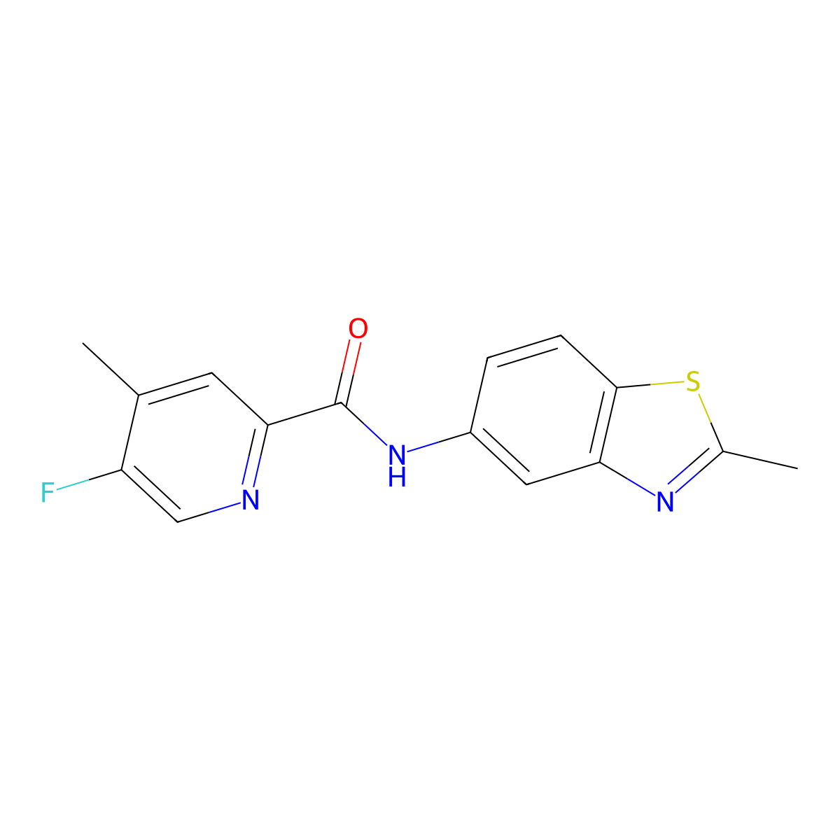 5-Fluoro-4-methyl-N-(2-methyl-1,3-benzothiazol-5-yl)pyridine-2-carboxamide molecular structure, CAS 2415490-25-2