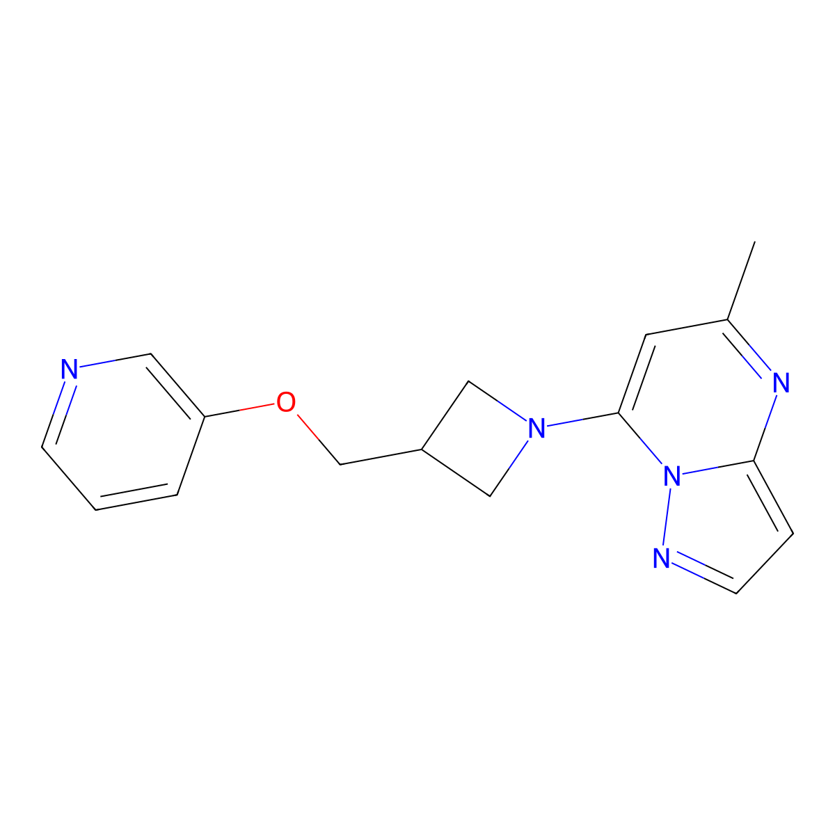 3-[(1-{5-Methylpyrazolo[1,5-a]pyrimidin-7-yl}azetidin-3-yl)methoxy]pyridine molecular structure, CAS 2415490-26-3