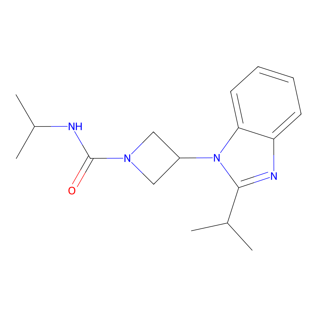 N-(propan-2-yl)-3-[2-(propan-2-yl)-1H-1,3-benzodiazol-1-yl]azetidine-1-carboxamide molecular structure, CAS 2415490-31-0