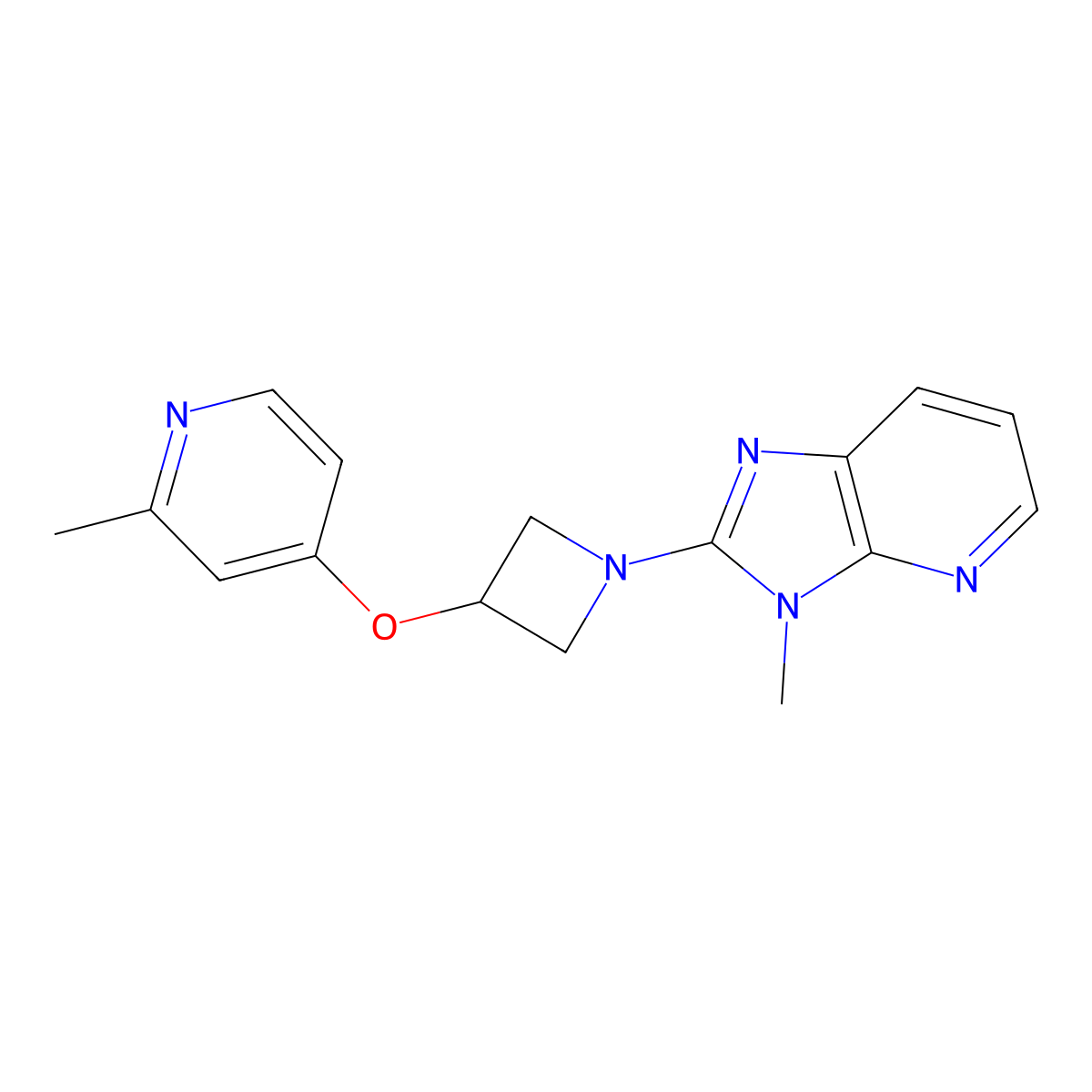 2-methyl-4-[(1-{3-methyl-3H-imidazo[4,5-b]pyridin-2-yl}azetidin-3-yl)oxy]pyridine molecular structure, CAS 2415490-33-2