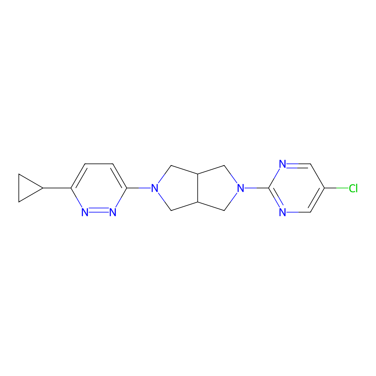 3-[5-(5-Chloropyrimidin-2-yl)-octahydropyrrolo[3,4-c]pyrrol-2-yl]-6-cyclopropylpyridazine molecular structure, CAS 2415490-34-3