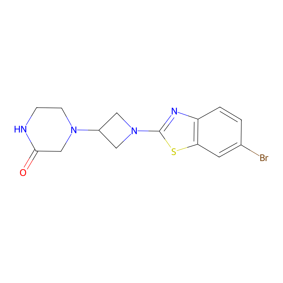 4-[1-(6-Bromo-1,3-benzothiazol-2-yl)azetidin-3-yl]piperazin-2-one molecular structure, CAS 2415490-36-5