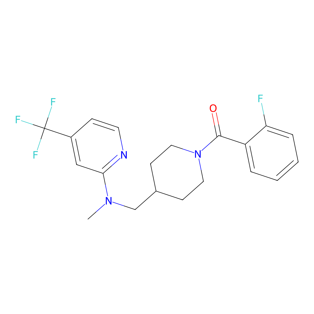 N-{[1-(2-fluorobenzoyl)piperidin-4-yl]methyl}-N-methyl-4-(trifluoromethyl)pyridin-2-amine molecular structure, CAS 2415490-45-6