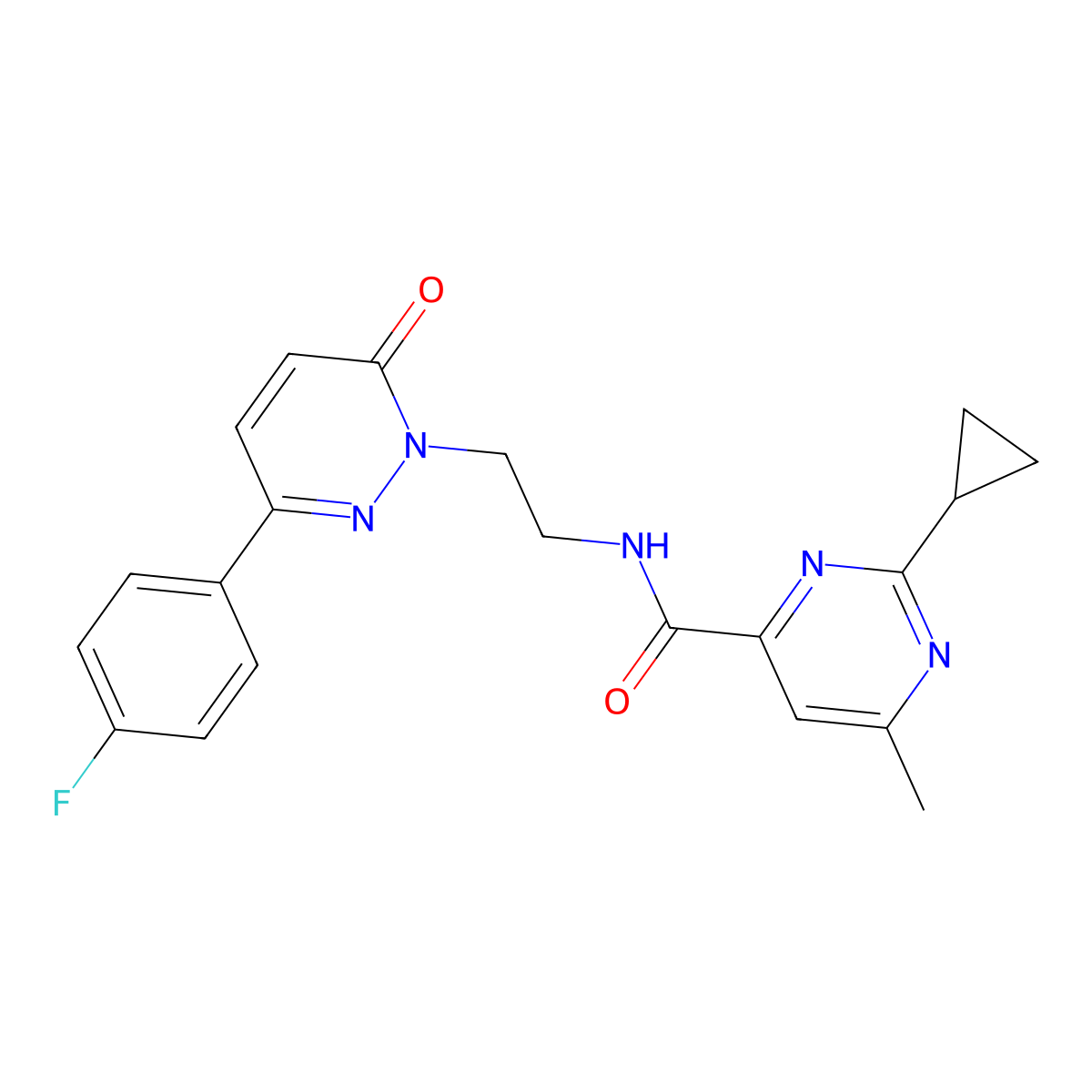 2-cyclopropyl-N-{2-[3-(4-fluorophenyl)-6-oxo-1,6-dihydropyridazin-1-yl]ethyl}-6-methylpyrimidine-4-carboxamide molecular structure, CAS 2415490-48-9