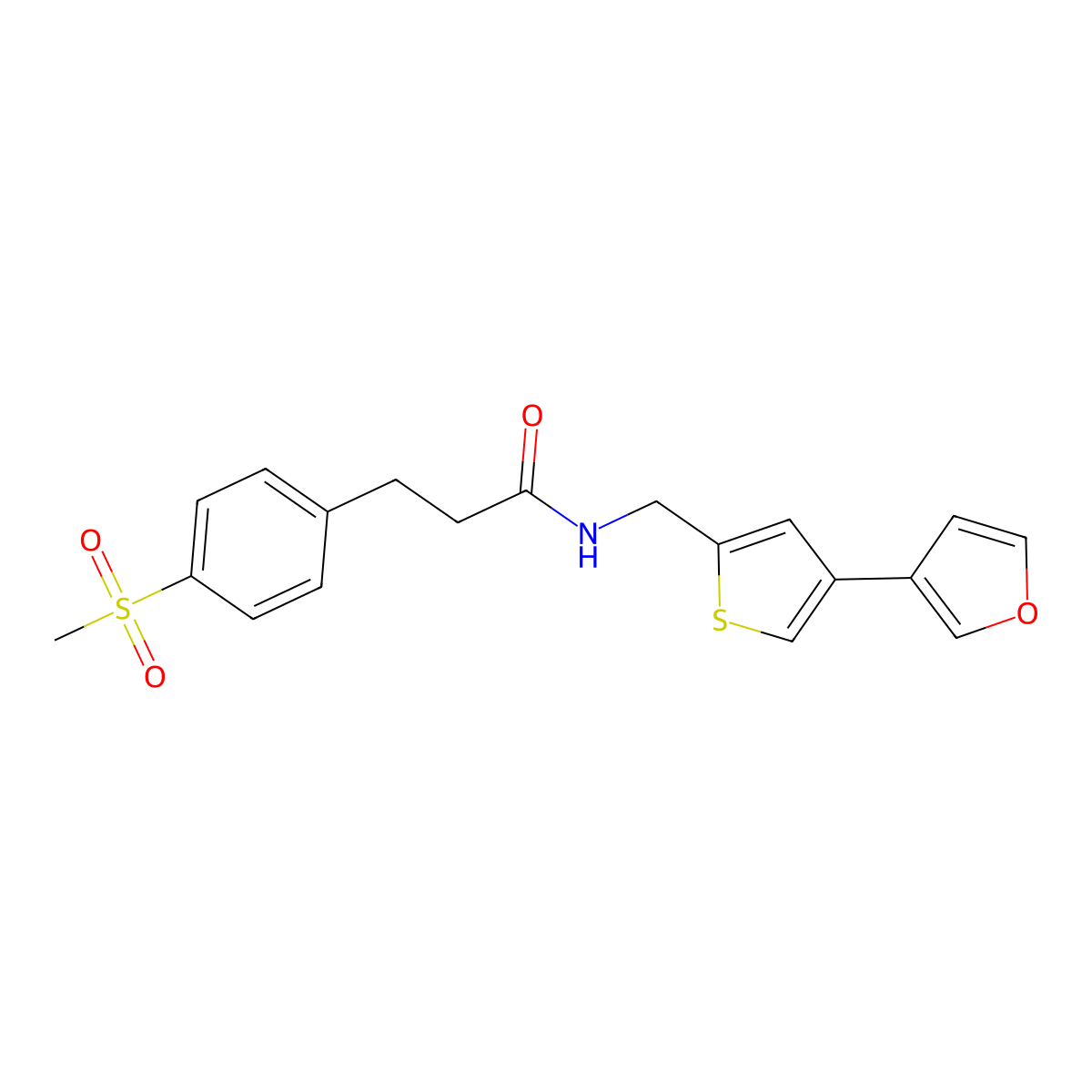 N-{[4-(furan-3-yl)thiophen-2-yl]methyl}-3-(4-methanesulfonylphenyl)propanamide molecular structure, CAS 2415490-49-0