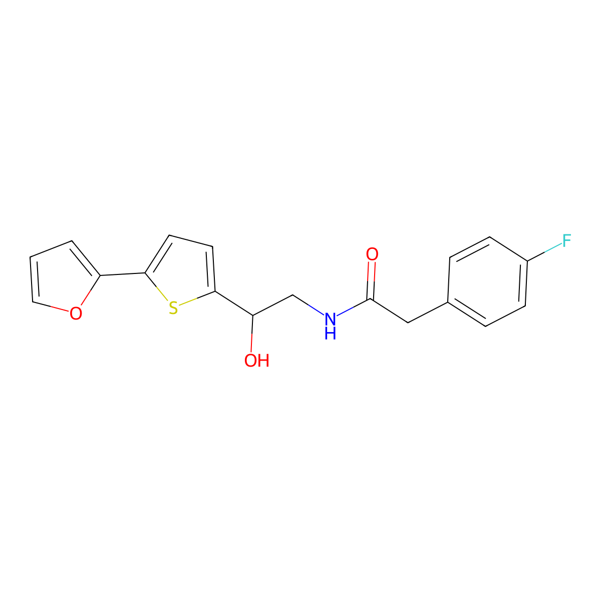 2-(4-fluorophenyl)-N-{2-[5-(furan-2-yl)thiophen-2-yl]-2-hydroxyethyl}acetamide molecular structure, CAS 2415490-50-3