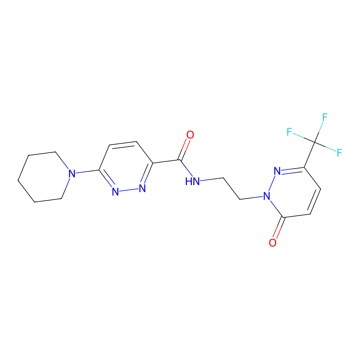 N-{2-[6-oxo-3-(trifluoromethyl)-1,6-dihydropyridazin-1-yl]ethyl}-6-(piperidin-1-yl)pyridazine-3-carboxamide molecular structure, CAS 2415490-60-5