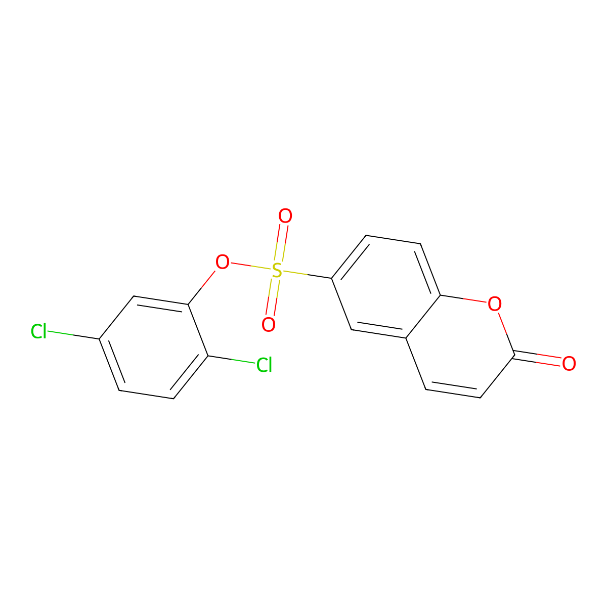 (2,5-Dichlorophenyl) 2-oxochromene-6-sulfonate molecular structure, CAS 2415490-64-9
