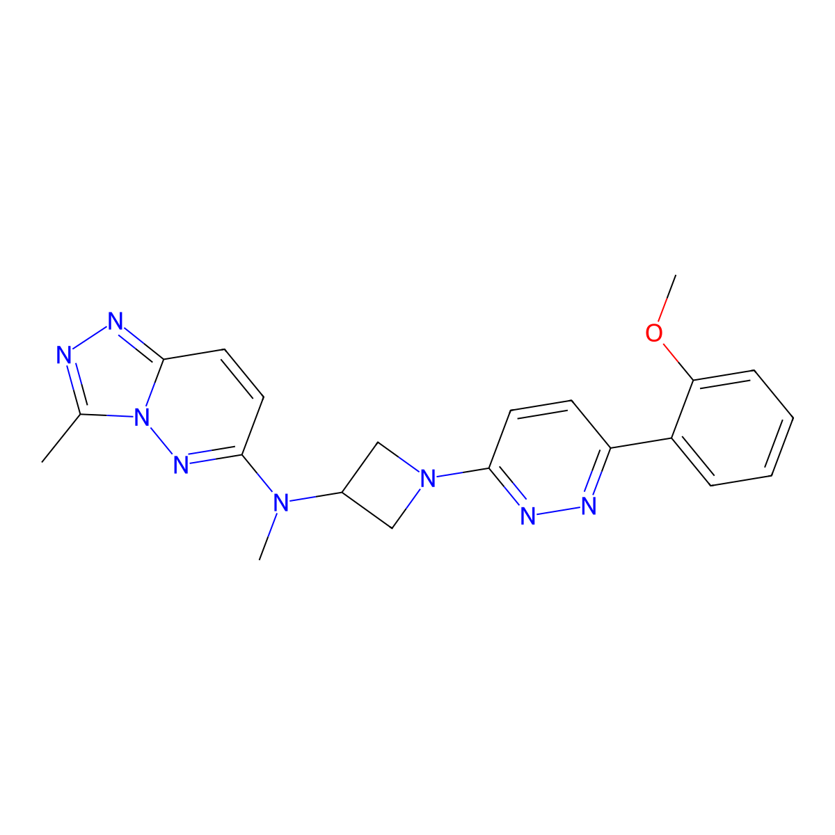 1-[6-(2-methoxyphenyl)pyridazin-3-yl]-N-methyl-N-{3-methyl-[1,2,4]triazolo[4,3-b]pyridazin-6-yl}azetidin-3-amine molecular structure, CAS 2415490-68-3