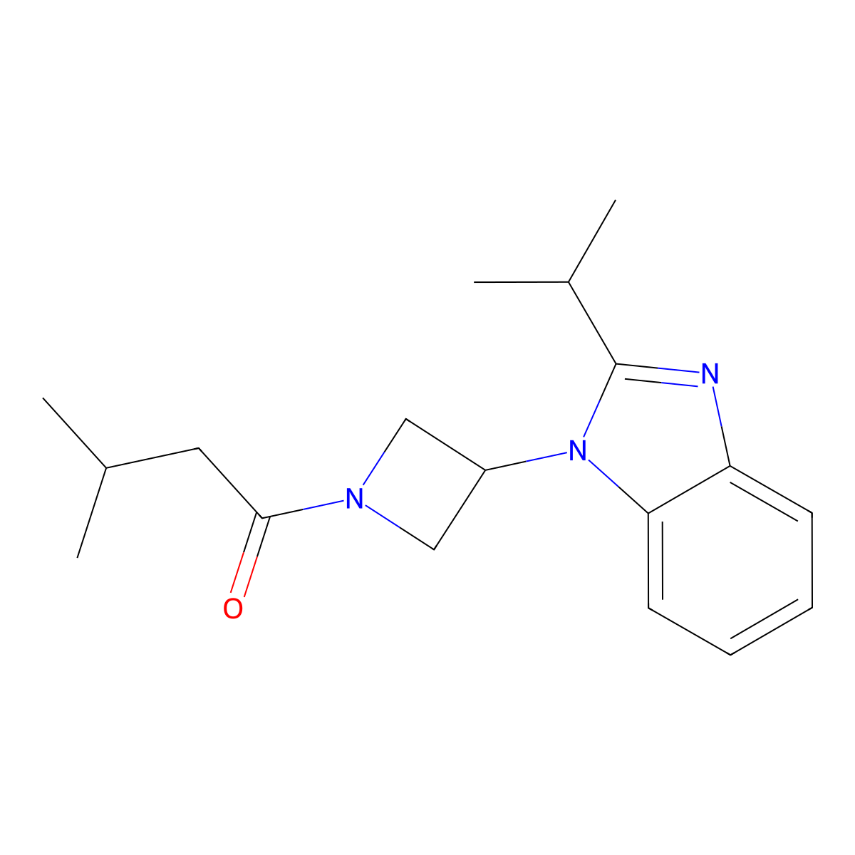 3-methyl-1-{3-[2-(propan-2-yl)-1H-1,3-benzodiazol-1-yl]azetidin-1-yl}butan-1-one molecular structure, CAS 2415490-71-8