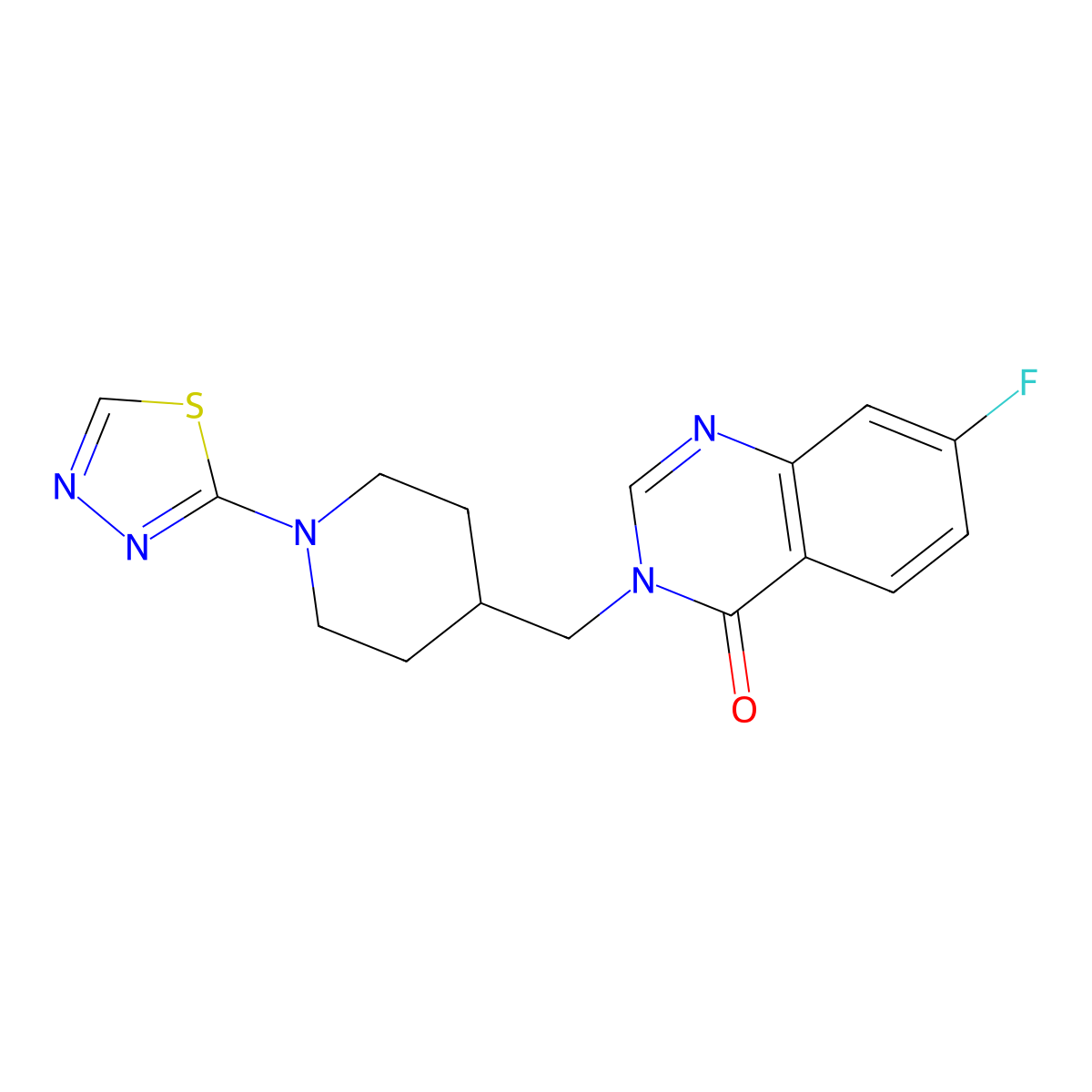 7-Fluoro-3-{[1-(1,3,4-thiadiazol-2-yl)piperidin-4-yl]methyl}-3,4-dihydroquinazolin-4-one molecular structure, CAS 2415490-72-9