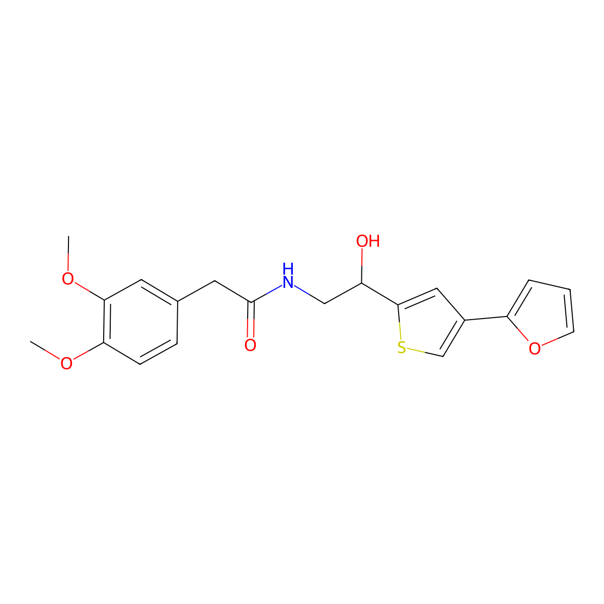 2-(3,4-dimethoxyphenyl)-N-{2-[4-(furan-2-yl)thiophen-2-yl]-2-hydroxyethyl}acetamide molecular structure, CAS 2415490-81-0