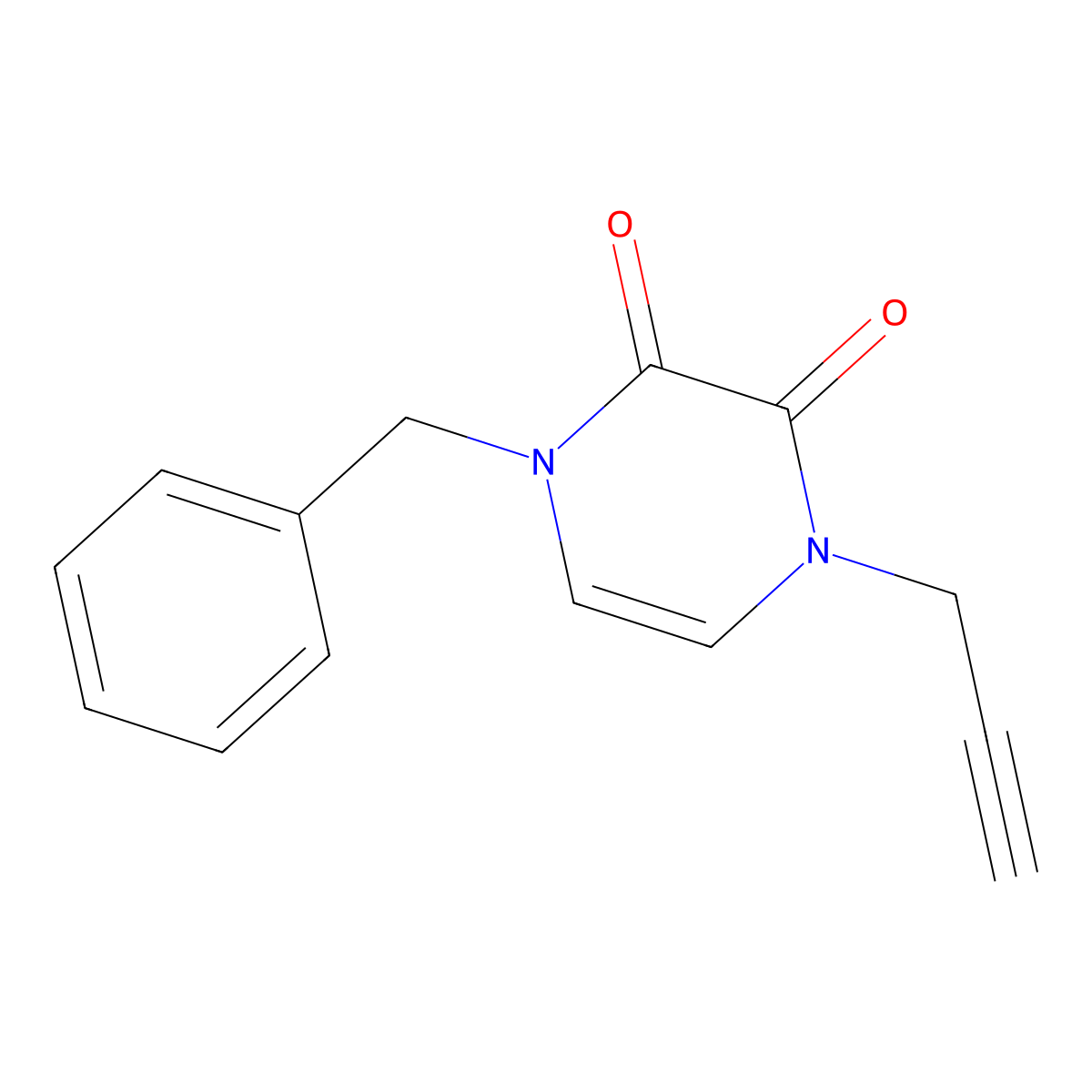 1-Benzyl-4-(prop-2-yn-1-yl)-1,2,3,4-tetrahydropyrazine-2,3-dione molecular structure, CAS 2415490-89-8