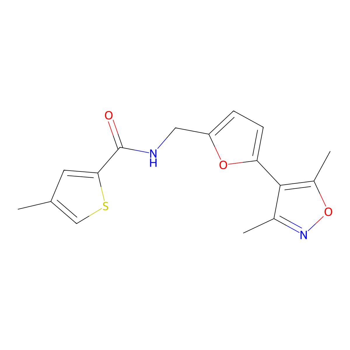 N-{[5-(3,5-dimethyl-1,2-oxazol-4-yl)furan-2-yl]methyl}-4-methylthiophene-2-carboxamide molecular structure, CAS 2415490-96-7