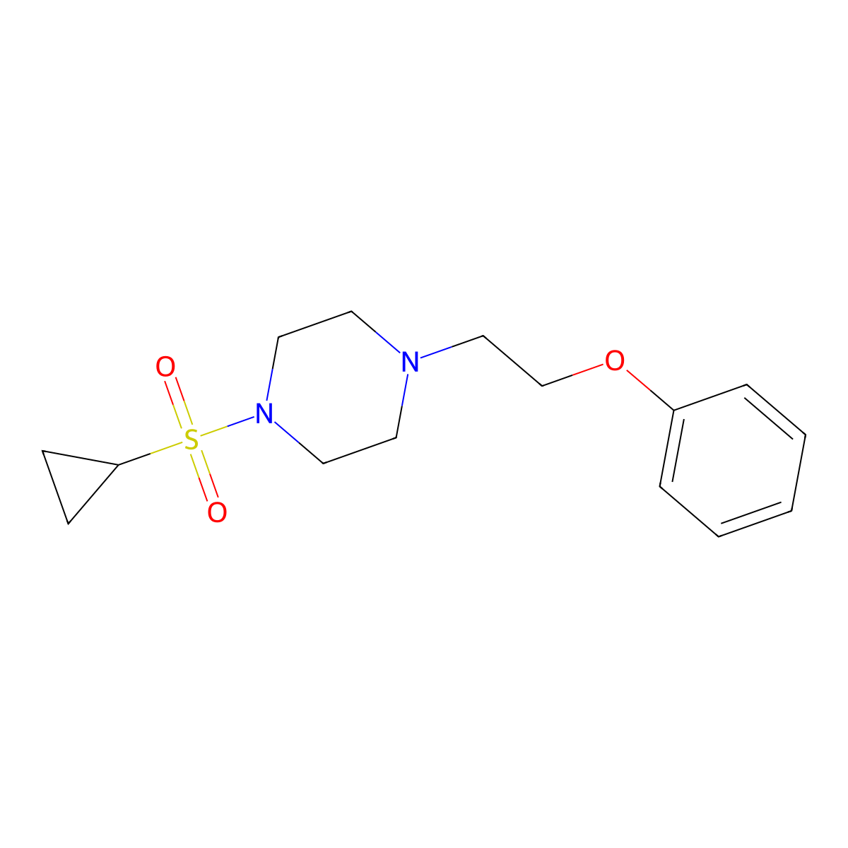 1-(Cyclopropanesulfonyl)-4-(2-phenoxyethyl)piperazine molecular structure, CAS 2415491-00-6