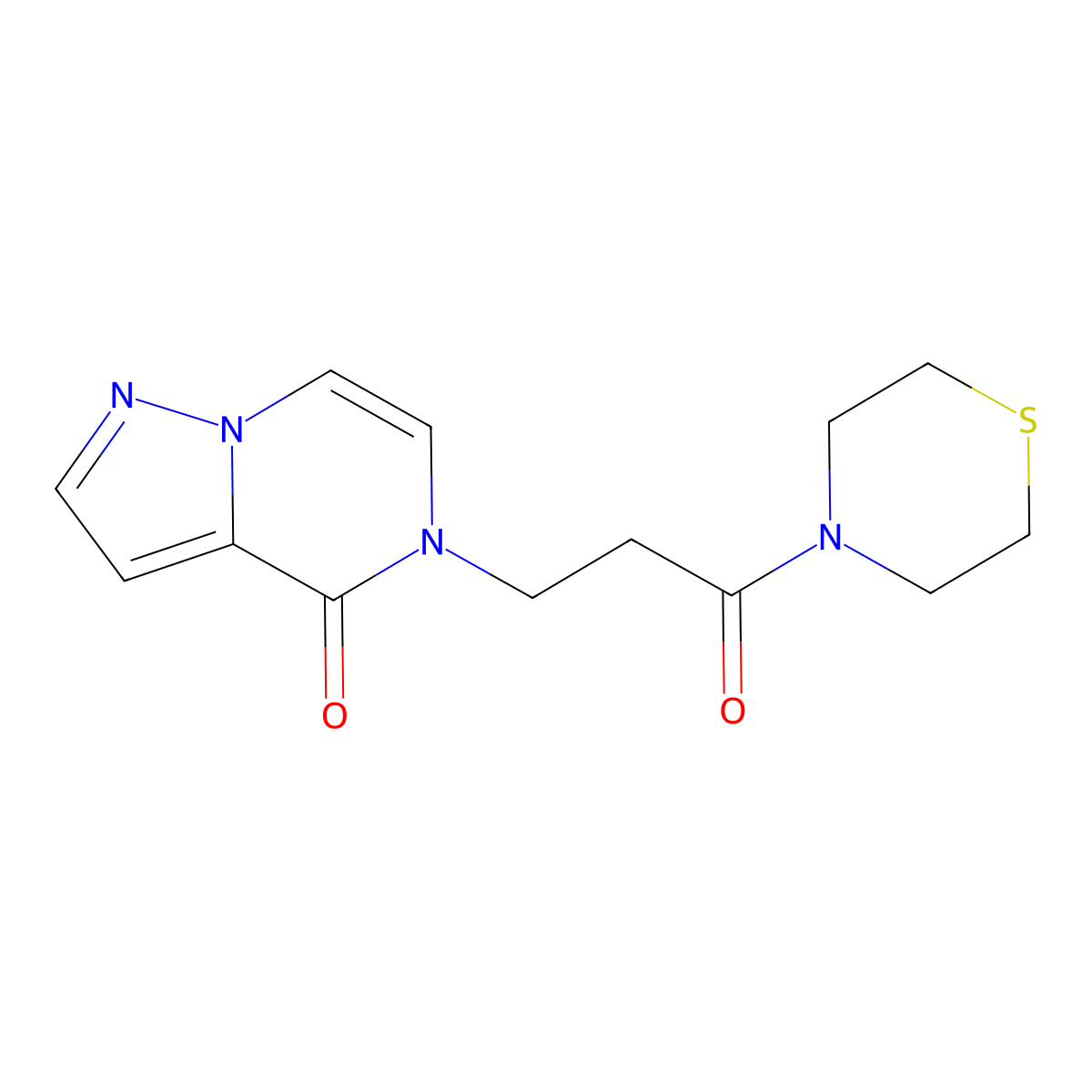 5-[3-oxo-3-(thiomorpholin-4-yl)propyl]-4H,5H-pyrazolo[1,5-a]pyrazin-4-one molecular structure, CAS 2415491-07-3