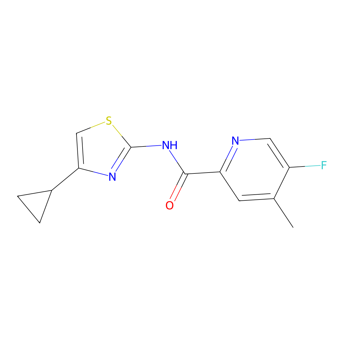 N-(4-Cyclopropyl-1,3-thiazol-2-yl)-5-fluoro-4-methylpyridine-2-carboxamide molecular structure, CAS 2415491-09-5