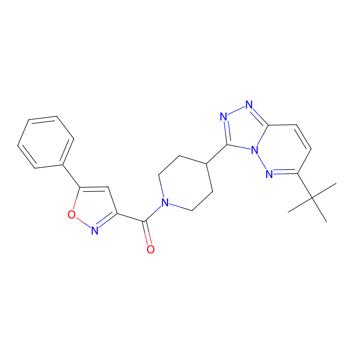 4-{6-Tert-butyl-[1,2,4]triazolo[4,3-b]pyridazin-3-yl}-1-(5-phenyl-1,2-oxazole-3-carbonyl)piperidine molecular structure, CAS 2415491-10-8