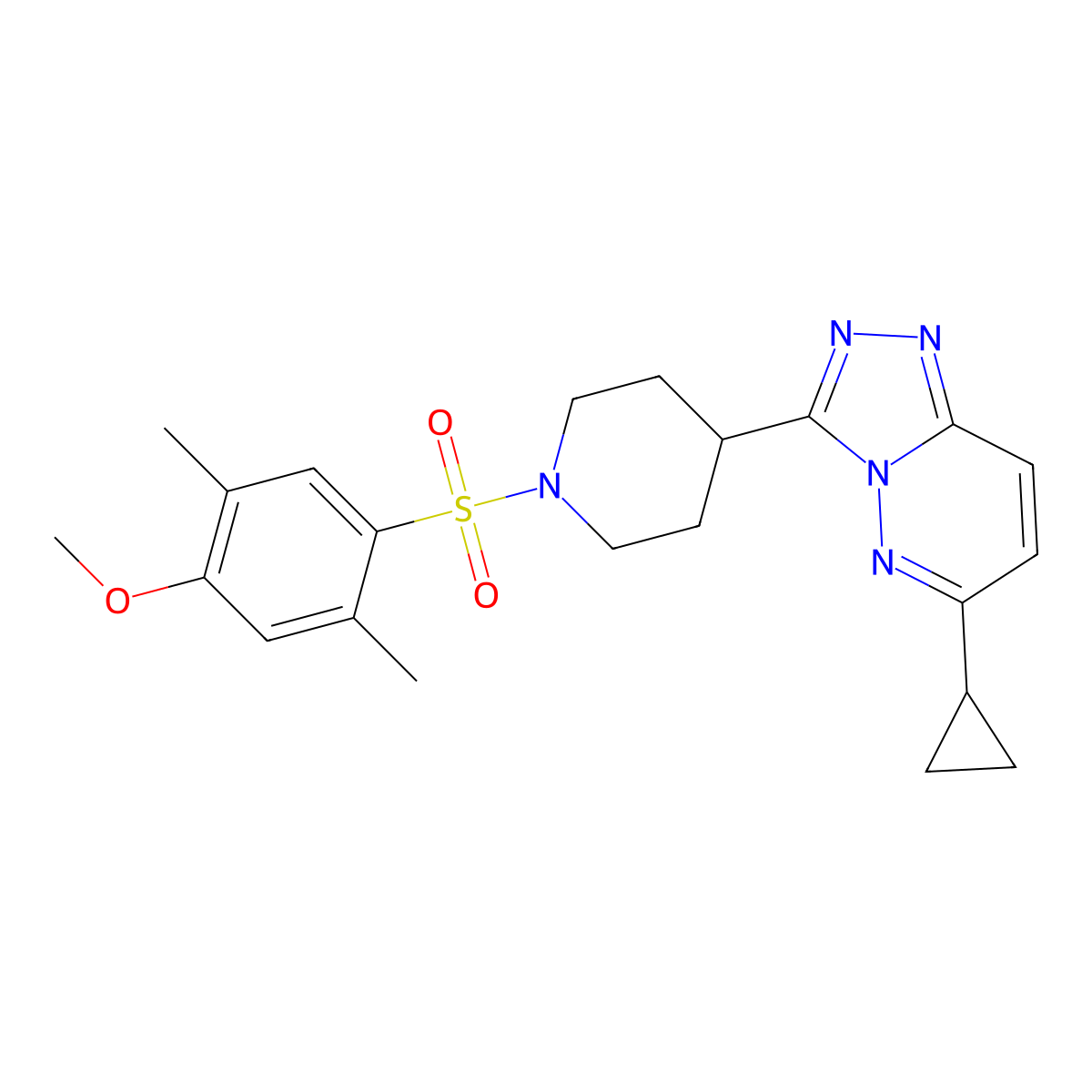 4-{6-Cyclopropyl-[1,2,4]triazolo[4,3-b]pyridazin-3-yl}-1-(4-methoxy-2,5-dimethylbenzenesulfonyl)piperidine molecular structure, CAS 2415491-13-1