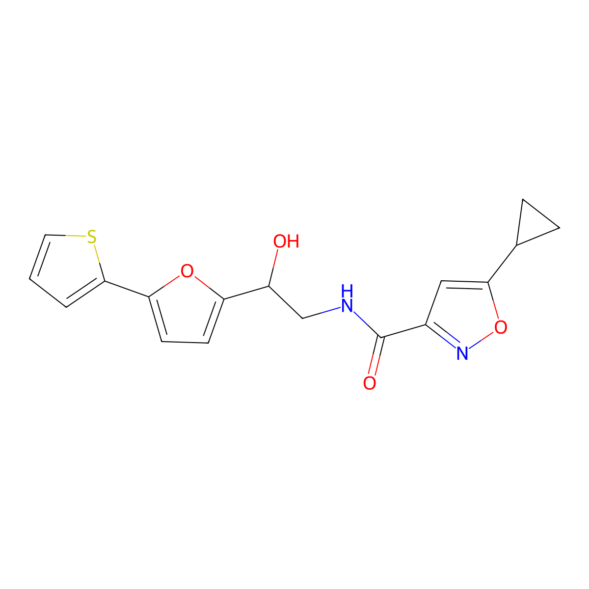 5-cyclopropyl-N-{2-hydroxy-2-[5-(thiophen-2-yl)furan-2-yl]ethyl}-1,2-oxazole-3-carboxamide molecular structure, CAS 2415491-22-2