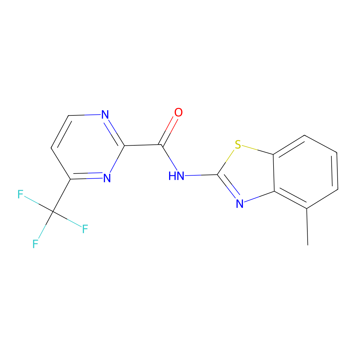 N-(4-methyl-1,3-benzothiazol-2-yl)-4-(trifluoromethyl)pyrimidine-2-carboxamide molecular structure, CAS 2415491-25-5