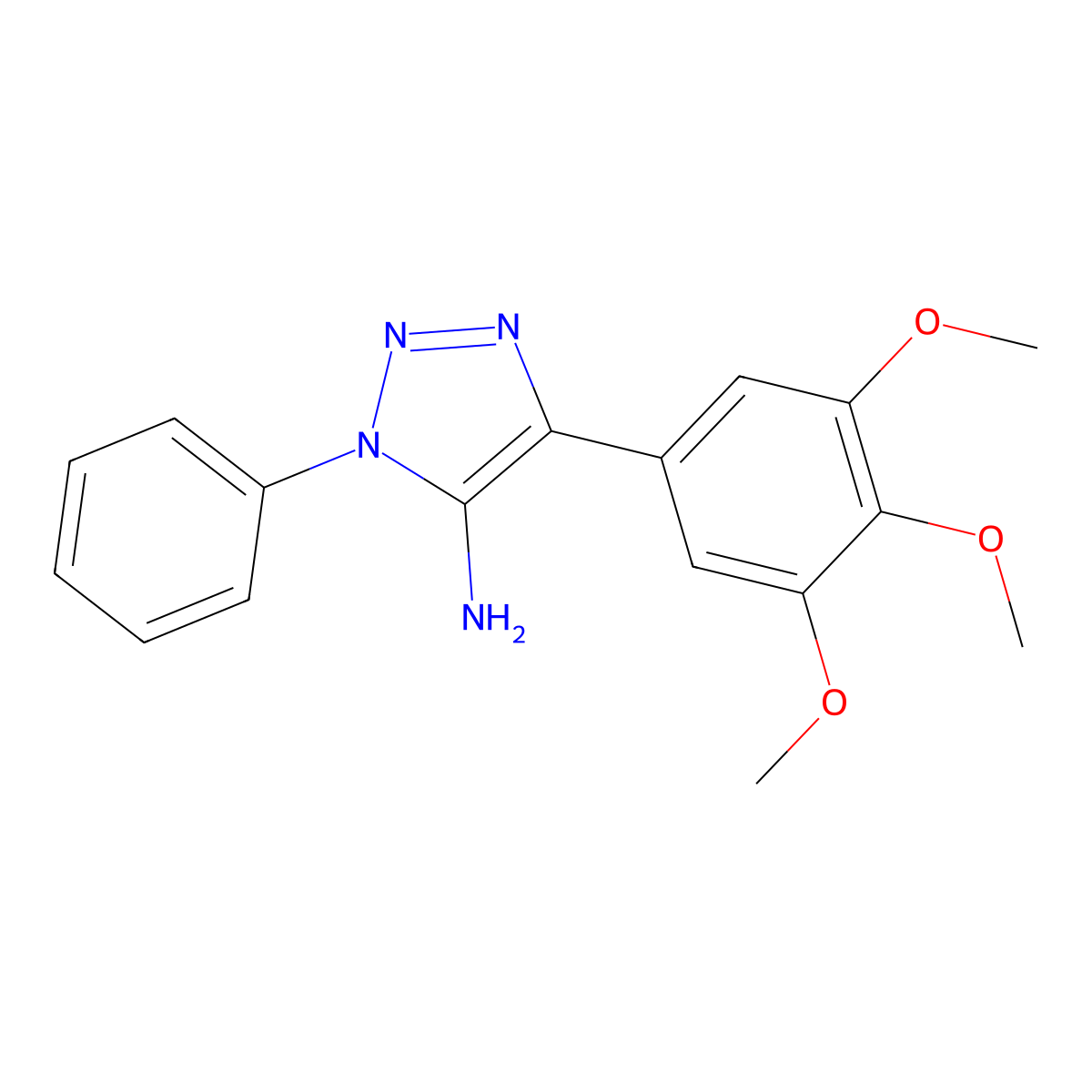 1-phenyl-4-(3,4,5-trimethoxyphenyl)-1H-1,2,3-triazol-5-amine molecular structure, CAS 2415491-26-6