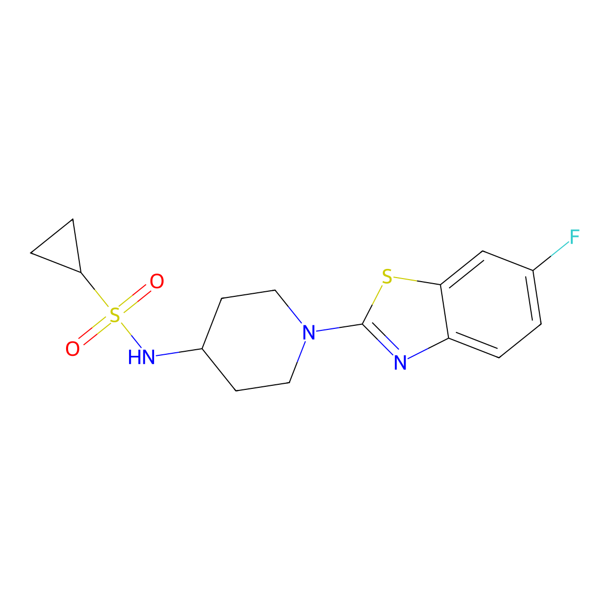 N-[1-(6-fluoro-1,3-benzothiazol-2-yl)piperidin-4-yl]cyclopropanesulfonamide molecular structure, CAS 2415491-29-9