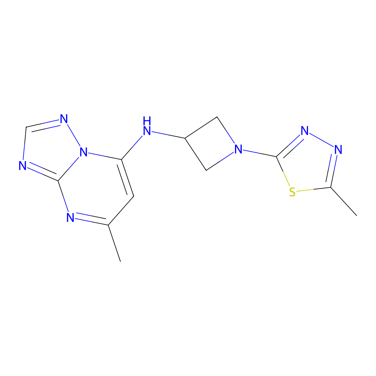 1-(5-methyl-1,3,4-thiadiazol-2-yl)-N-{5-methyl-[1,2,4]triazolo[1,5-a]pyrimidin-7-yl}azetidin-3-amine molecular structure, CAS 2415491-32-4