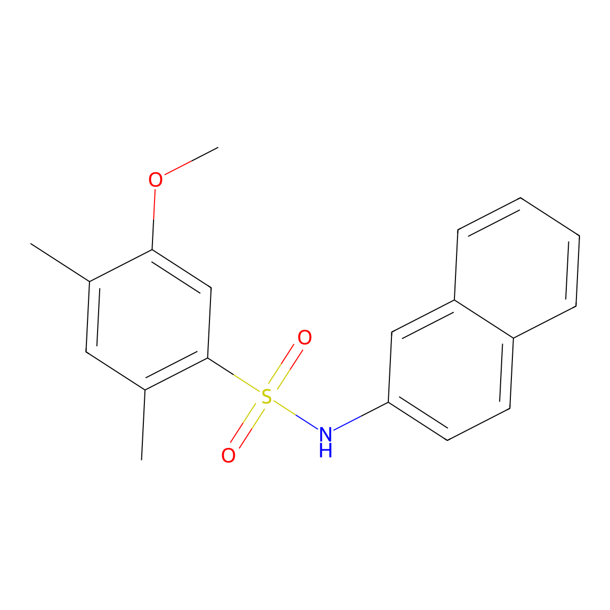5-methoxy-2,4-dimethyl-N-(naphthalen-2-yl)benzene-1-sulfonamide molecular structure, CAS 2415491-36-8