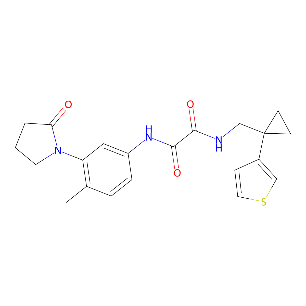 N'-[4-methyl-3-(2-oxopyrrolidin-1-yl)phenyl]-N-{[1-(thiophen-3-yl)cyclopropyl]methyl}ethanediamide molecular structure, CAS 2415491-37-9