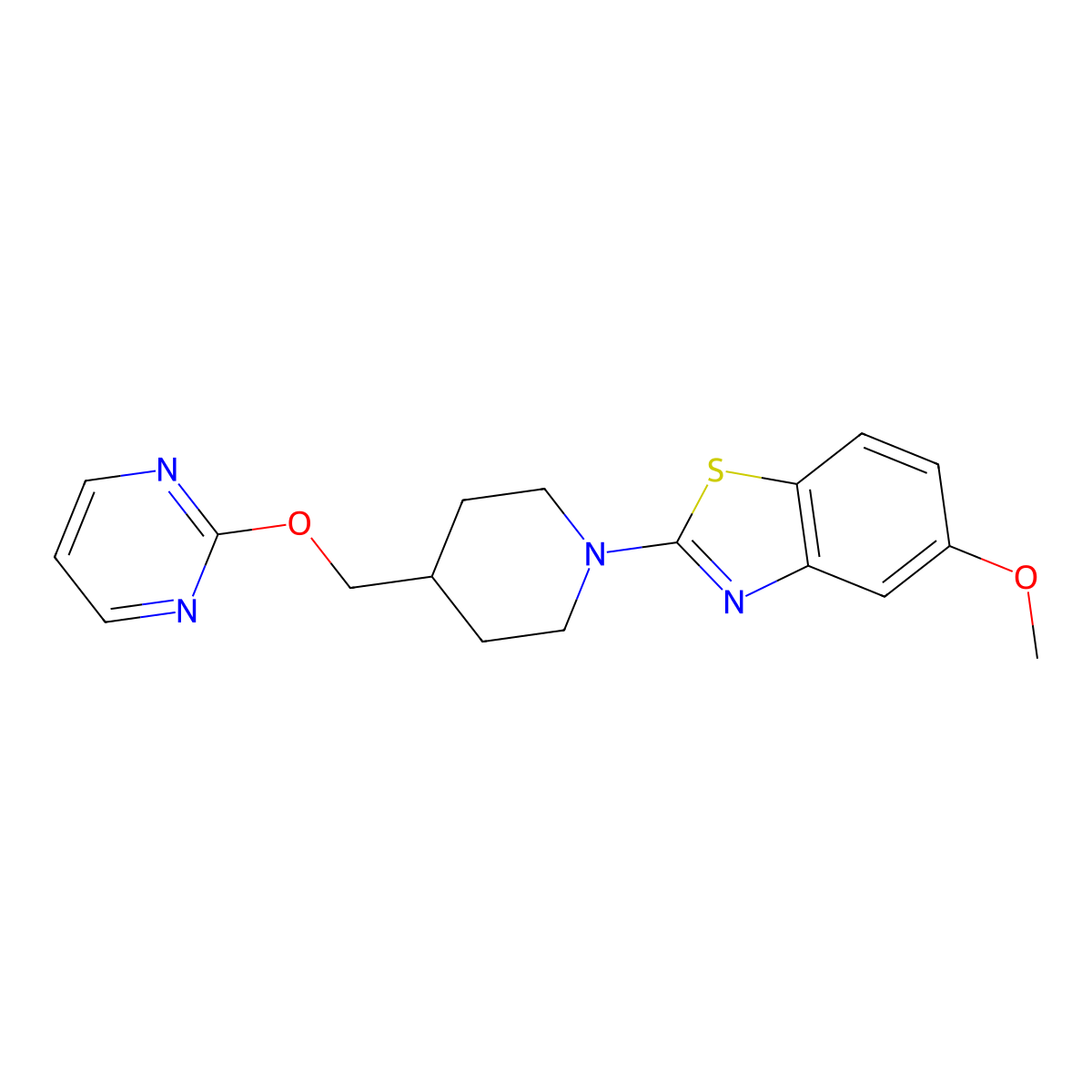 5-Methoxy-2-{4-[(pyrimidin-2-yloxy)methyl]piperidin-1-yl}-1,3-benzothiazole molecular structure, CAS 2415491-39-1