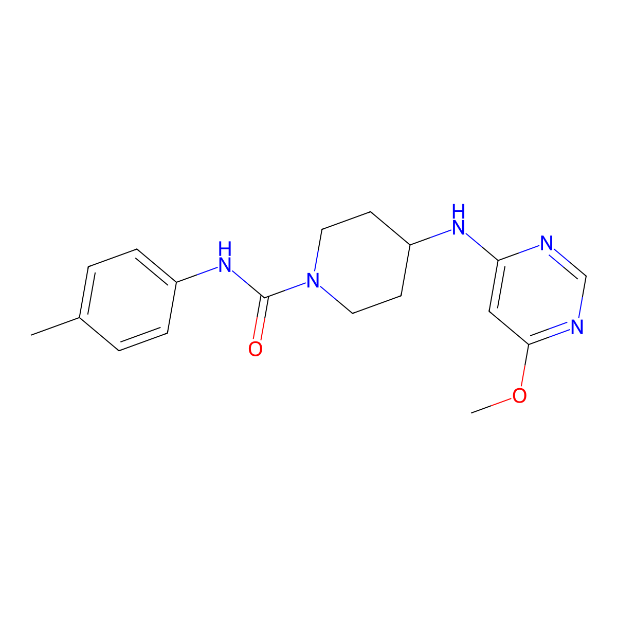 4-[(6-Methoxypyrimidin-4-yl)amino]-N-(4-methylphenyl)piperidine-1-carboxamide molecular structure, CAS 2415491-42-6