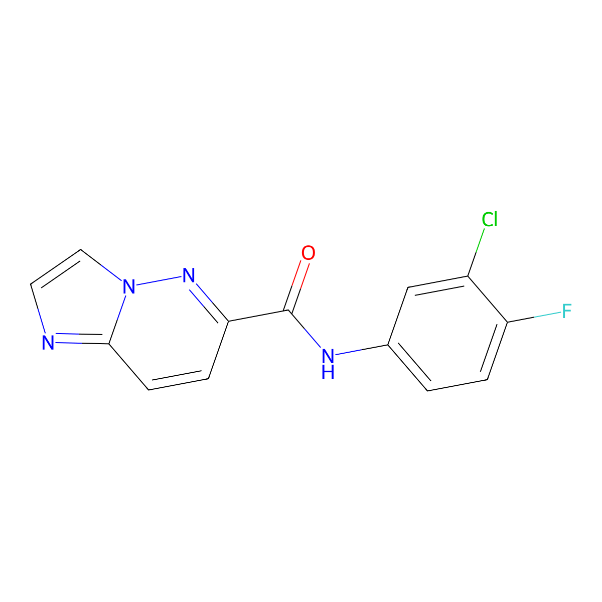 N-(3-chloro-4-fluorophenyl)imidazo[1,2-b]pyridazine-6-carboxamide molecular structure, CAS 2415491-43-7