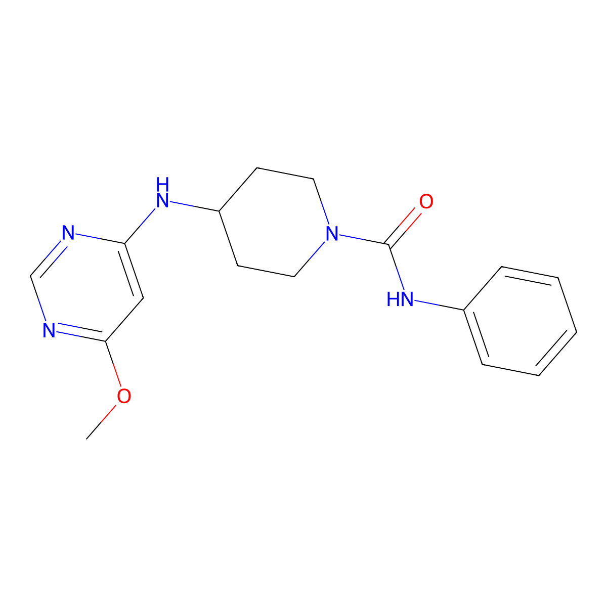 4-[(6-Methoxypyrimidin-4-yl)amino]-N-phenylpiperidine-1-carboxamide molecular structure, CAS 2415491-45-9